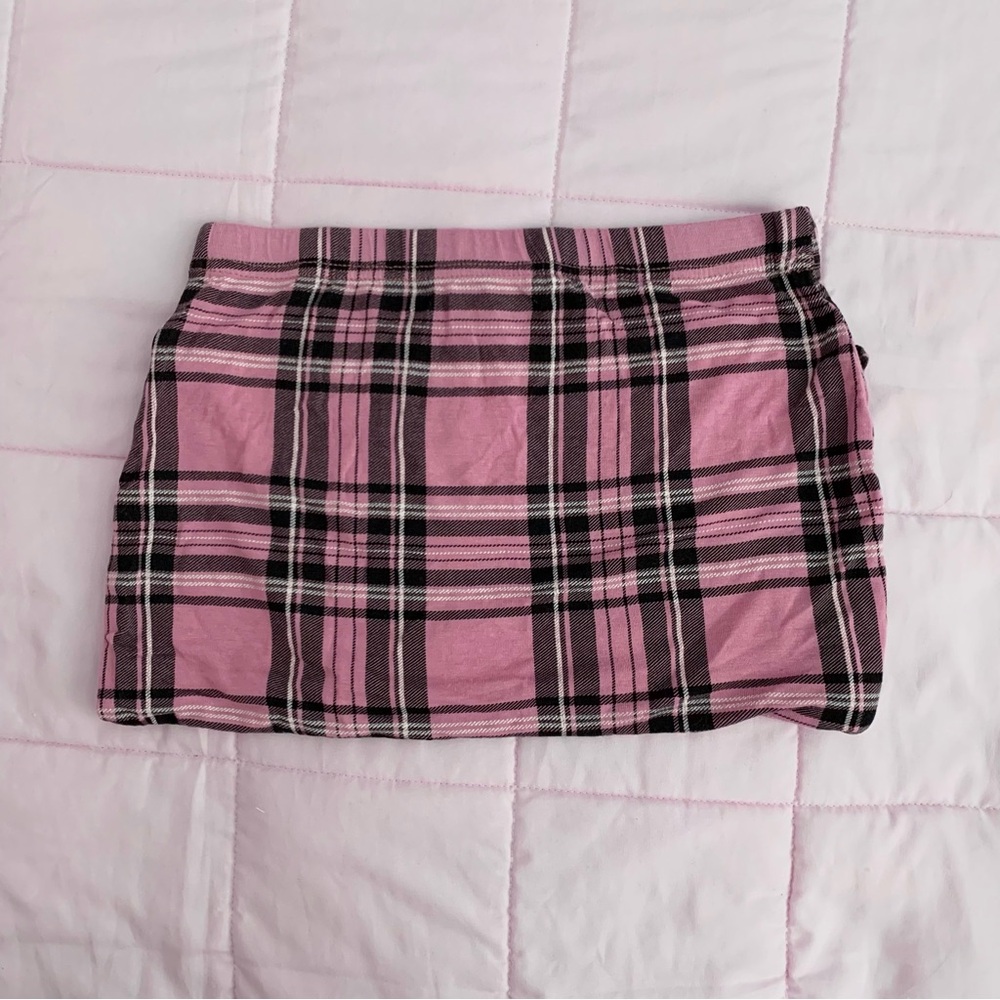 Pink plaid skirt